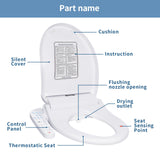 KERDE Electric Bidet Toilet Seat,Bidets For Existing Toilets,Rlongated,One-click Intelligent Operation, Warm Water Cleaning,Slow Close,Seat Cushion Keep Constant Temperature In Winter (Armrest)