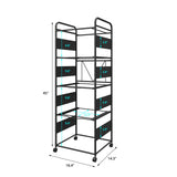 PUNCIA 4 Tiers Metal Rolling File Carts with Wheels Hanging Files for Letter Size Movable Pull-Out File Folder Rack Drawer File Cabinet