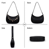 Small Crescent Shoulder Bag for Women, Black