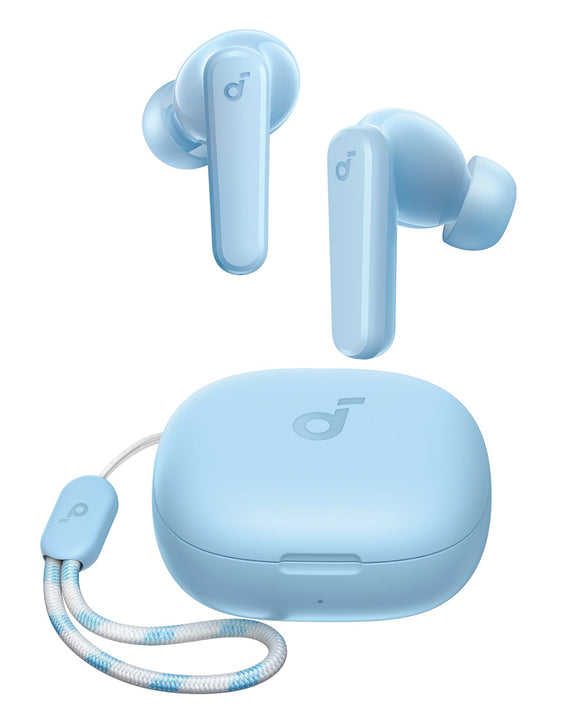 Wireless Earbuds, 10mm Drivers with Big Bass, Bluetooth 5.3, 30H Long Playtime, Water-Resistant, 2 Mics (Light Blue) Soundcore