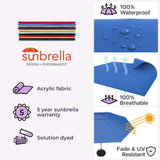 Midtown Umbrellas The Wooden 10 Feet Patio Umbrella With Sunbrella Dark Blue Acrylic Fabric - Aluminum Frame Market Umbrella For Backyard, Deck, Garden, Pool - Wooden Pole