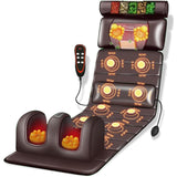 Full Body Massage Mat with 10 Vibrating Nodes & 9 Relaxation Modes, Neck & Back Pain Relief Pad for Men & Women - Ideal for Muscle Recovery (Brown)
