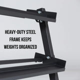 Rep Fitness Dumbbell Rack | 3-Tier Compact Holder | Fits Sets 5-50 lb | Weight Storage Stand | Rubber Hex Organizer | Free Weights Shelf | Heavy Duty Steel Frame | Gym Equipment for Home (Matte Black)