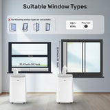 DuraComfort Portable Air Conditioner, Dual Motors AC (14,000 BTU ASHRAE) 10000 BTU SACC Cools Up to 450 Sq.Ft, with Window Kit for Easy Installation,White
