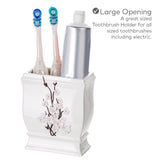 Creative Scents Vanda Bathroom Set - Cherry Blossom White Bathroom Accessories Set - 4 Piece Floral Bathroom Soap Dispenser Set Includes: Lotion Dispenser, Toothbrush Holder, Tumbler & Soap Dish