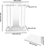 Mecpramy Church Pulpit with Wheels,Church Podium with Led Light,Acrylic Church Podium with Rollers& Vertical Reading Platform, 46”Elegant Transparent Lecterns for Churches Entrance, Classroom