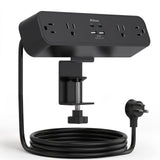 Mifaso Desk Clamp Power Strip 5FT, 40W USB C Fast Charging Station, Black