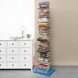 11-Tier Veal Metal Spine Boohelf Tower, Slim Floating Bookcase for Smals, Modern Gray Book Shelf for Living Room, Bedroom, Office Decor