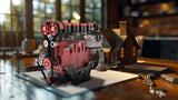 MechPuConToy Mini Metal Engine Model Kit That Runs, GS-L4 Engine Water-Cooled 4-Stroke DOHC Inline Four-Cylinder Engine Model Kit, Physics Science Engine for Adults (Finished Version)