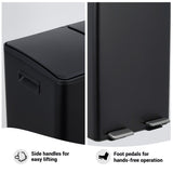 Aptliton 16 Gallon Black Dual Compartment Kitchen Trash Can & Recycling Bin