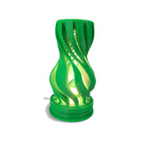 MAKER 3D Twist Spiral Table Lamp in Grass Green - Handmade 3D Printed Shadow Projection Night Light, Dimmable USB LED Bedside Accent Lamp for Bedroom, Nursery and Office Desk Decor