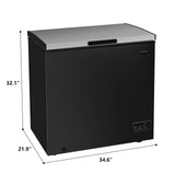 FRIGIDAIRE Chest Deep Freezer, 7 Cu. Ft, Black Adjustable Thermostat-Removable Vinyl Coated Wire Basket-Easy Defrost Drain, Eye-Catching Stainless Steel Top Door- Garage Ready