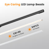 SIBRILLE Metal LED Desk Lamp, 16" Dimmable Desk Light with Base, 15W 1200LM, Adapter Included, Color & Brightness Adjustable, Modern Tall Table Lamp for Home Office Reading Study Task Laptop, Black