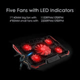 NCRD Laptop Cooling Pad, 5 Quiet Fans Cooler Pad, Portable Ultra-Slim Quiet Laptop Notebook Cooler Cooling Pad Stand
