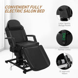 OmySalon Fully Electric Salon Facial Bed Chair, Multi-Purpose Massage Tattoo Lash Waxing Table, Height Backrest Footrest Adjustable, for Beauty Barber Spa, Black