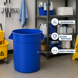 Getzi 6 Pack 20 Gallon Blue Round Commercial Trash Can, Heavy-Duty