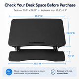 Mount-It! 35.5" Standing Desk Converter with Keyboard Tray – Adjustable Sit Stand Desk Riser for Dual Monitors