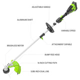 Greenworks 40V 16" Brushless Cordless String Trimmer (Attachment Capable - Gen 2), 4.0Ah Battery and Charger Included