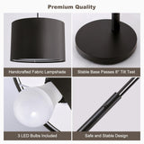 Fansdrick Floor lamp with Remote, 3 Light Arc Floor Lamps for Living Room, 2400LM Tall Standing Floor Lamps with Black Shades, 80" Large Floor Lamp for Bedroom, Office