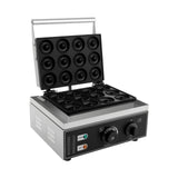 Electric Donut Maker, 110V 1550W Commercial Non-Stick Doughnut Machine 122-572℉ Double-Sided Heating Pancakes Maker Machine w/12 Holes for Parties Kitchen Cafes & Tea Stores