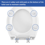 Round Toilet Seat, Standard 16.5” Slow/Soft Close Round Toilet Seat for Round Toilets, No-Slam Quiet-Close Lid, Easy-to-Install, White, Durable Never-Loosen Design