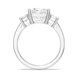 Princess Cut Three-Stone Moissanite Engagement Ring 2CT Silver Size 9