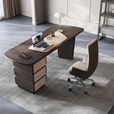 AQWASYUTER Office Computer Desk Retro Style Study Desk with Storage Cabinet
