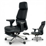 FurniBaron Ergonomic Genuine Leather Office Chair with Footrest 400lbs