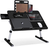 Laptop Bed Tray Desk, Adjustable PVC Leather Desktop Lap Desk, Portable Laptop Table Stand (Large, Gray & X-Large, Black) SAIJI