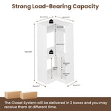 HOMPUS Corner Closet System, 80” L-Shaped Corner Wardrobe with Shelves & Hanging Rods, Walk-in Closet Organizer, Wood Wardrobe Organizer for Small Space, Entryway, Living Room, Freestanding, White