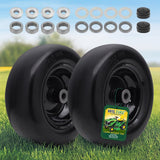 Wiltire 11x4.00-5 Flat Free Tire and Wheel (2 Pack),Universal 11x4-5 Solid Smooth Tractor Turf Tire with Rim, 3.4" Centered Hub and 3/4" & 5/8" Bushing, For Zero Turn Mowers and Riding Lawn Mower