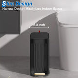Small Bathroom Trash Can with Air Freshener Soft Close Lid, 6 Liter/ 1.6 Gallon Stainless Steel Garbage Can with Removable Inner Bucket, Black