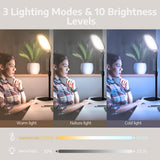 LitONES 2Pcs Desktop Video Conference Lighting for Zoom Meeting, Computer, Laptop, Work from Home with Nature Soft Light, Adjustable Brightness & Color Temp and Flexible Stand & Versatile Phone Holder