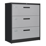 Letaya File Cabinet with Lock-Lateral 3 Drawer Metal Filing Cabinets-Organization Storage for Home Office-Hanging Letter/Legal/F4/A4 Size (Grey Black)