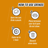 Grinds Coffee Pouches 18 Per Can | 10 Cans Caramel | Caffeine Pouches