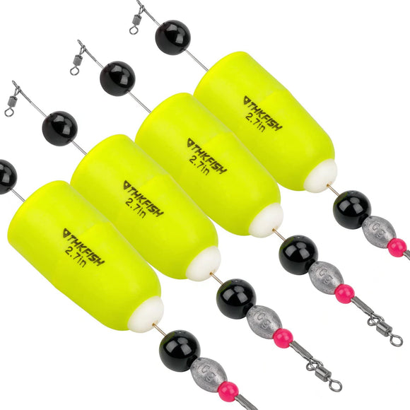 Fishing Floats Bobbers Fishing Popping Cork Trout Float Rig Weighted Popping Floats Cork Trout Floats for Fishing Saltwater 4PCS THKFISH
