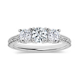 ALLORYA 925 Sterling Silver Three Stone Engagement Ring for Women with 1.00 ctw, Round (0.25 Ct Center & 0.75 ct Side) Lab Grown White DiamondSize 7