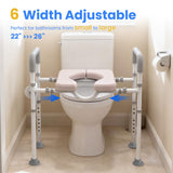 Male-Friendly Raised Toilet Seat with Handles, Adjustable Width Toilet Seat Riser for Seniors, 400LBS Handicap Toilet Seat for Elderly, Elevated Toilet Riser, Fits Any Toilets