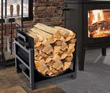 MOFEEZ Firewood Rack Log Holder Indoor with Wood Carrier, Powder-coated Steel Made, Up-loaded to 110lb, 18inch(L) x 13inch(W) x 17inch(H)