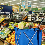 Shopping Carts for Groceries Foldable Rolling Trolley with 360° Double Front Swivel Wheels Waterproof