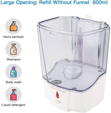 Naiver Automatic Soap Dispenser - Touchless Sensor Soap Pump,Wall-Mounted Hand Sanitizer Dispenser, Battery Operated for Hospital Offices Bathroom Hotel Commercial,Ultra-Large Capacity (600ml) White