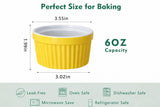 Ramekins set - Creme Brulee Making Kit - COLORED 6 Porcelain Ramekins 6 Oz With Silicone Lids - 304 Stainless Steel Lifting Rack And 9.5" X 14" Baking Pan - Oven Safe