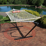 Sunnydaze Rope Hammock with Stand for Outside- 275-Pound Capacity - Includes 12-Foot Hammock Stand, Spreader Bar, Pad, and Pillow - Tropical Orange
