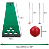 Golf Pong Mat Game Set Green Mat, Golf Putting Mat with 2 Adjustable Golf Putters, 6 Golf Balls,12 Golf Hole Covers Crestgolf