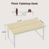 48 Inch Computer Desk, 1" Thick Heavy Duty Industrial Office Desk, Modern Simple Study Writing Table for Home Office