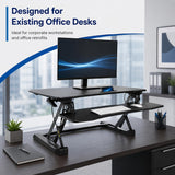 Mount-It! 35.5" Standing Desk Converter with Keyboard Tray – Adjustable Sit Stand Desk Riser for Dual Monitors