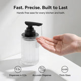 Automatic Touchless Liquid Soap Dispenser Clear Glass Rechargeable Type C with Matte Black Pump for Hand and Dish Soap 12 oz Kitchen and Bathroom Countertop