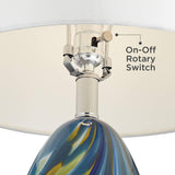 Possini Euro Design Pablo 27" Tall Modern Coastal Table Lamps Set of 2 Blue Art Glass White Shade Living Room Bedroom Bedside Nightstand House Office Home Kitchen Entryway Console (Colors May Vary)