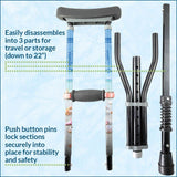 York Nordic - Spring Cushion Crutches Perfect for Sports Injuries and Travel - Heights 4'7" to 6'6" - Adjust Down to 22" for Travel