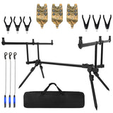Taruor Adjustable Retractable Carp Fishing Rod Stand - Holder & Bite Alarm with 3 Fishing Bait Set
